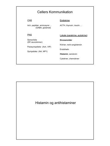 Cellers Kommunikation Histamin og antihistaminer