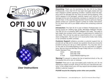 Opti 30 UV User Manual (pdf) - Elation Professional