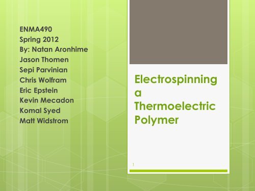 Electrospinning a Thermoelectric Polymer - Materials Science and ...