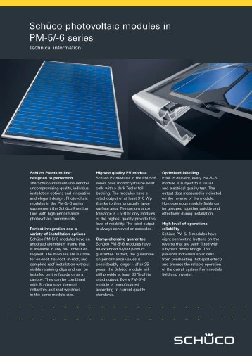 Schüco photovoltaic modules in PM-5/-6 series - Revolution Power