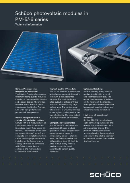 Schüco photovoltaic modules in PM-5/-6 series - Revolution Power