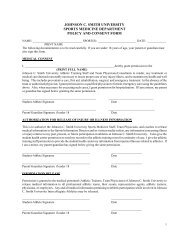 Policy and Consent Form - Johnson C. Smith University Athletics