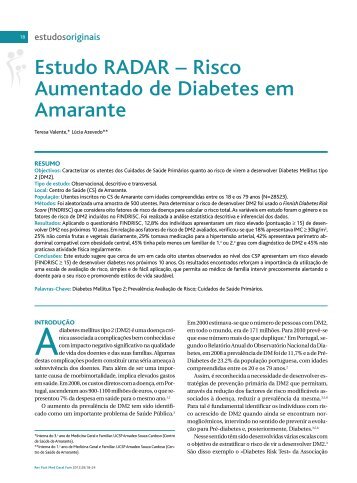 Estudo RADAR â Risco Aumentado de Diabetes em Amarante