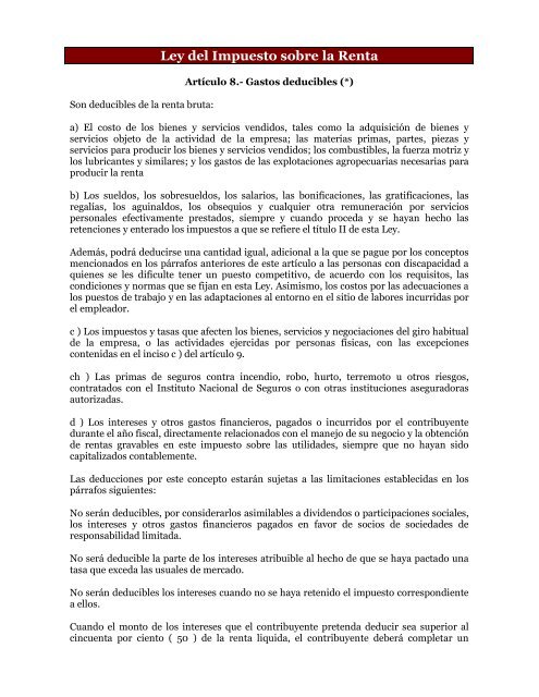 Ley del Impuesto sobre la Renta - El Financiero