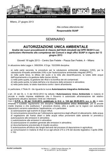 Autorizzazione unica ambientale - RisorseComuni