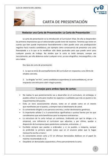 CARTA DE PRESENTACIÃN PRESENTACIÃN - CVE