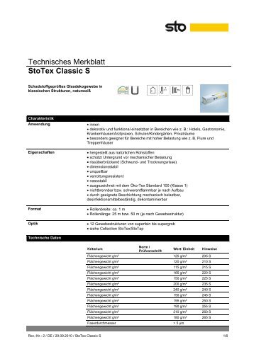 Technisches Merkblatt StoTex Classic S (pdf) - farbenbote.de