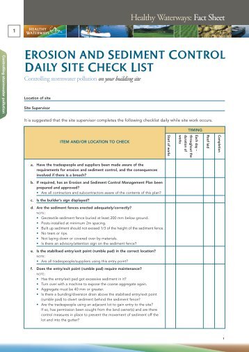 Fact Sheet 1 Erosion and Sediment Control Daily ... - Water by Design