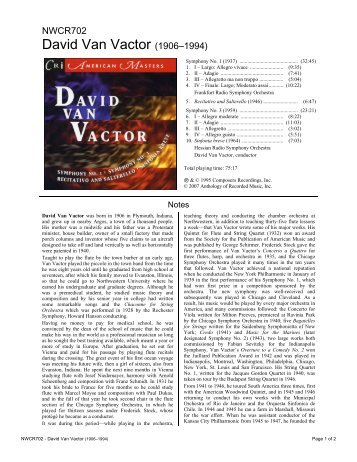David Van Vactor (1906–1994) - New World Records