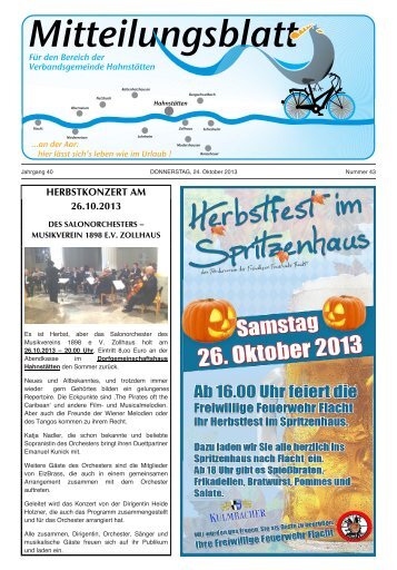 Mitteilungsblatt Nr. 43 vom 24.10.2013 - VG Hahnstätten