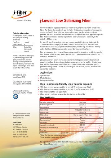 j-Lowsol Low Solarizing Fiber - j-fiber