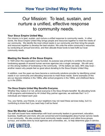 How Your United Way Works - Sioux Empire United Way