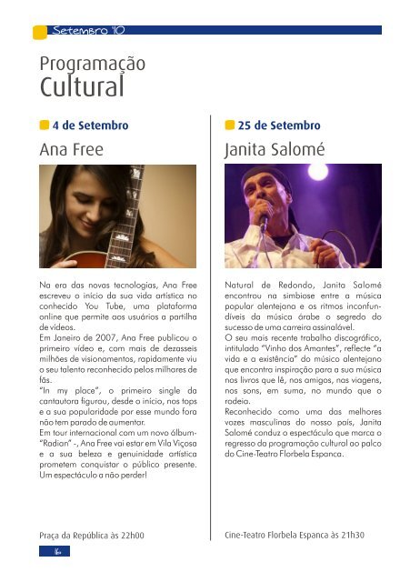 Agenda Cultural:Julho, Agosto, Setembro 2010.pdf - O Portal do ...