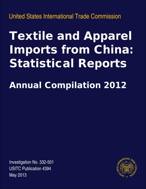 Textile and Apparel Imports from China: Statistical Reports ... - USITC