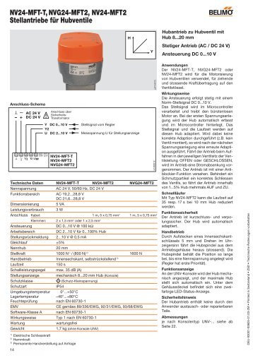 NV24-MFT-T, NVG24-MFT2, NV24-MFT2 Stellantriebe fÃ¼r ... - Belimo