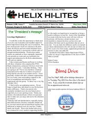 HELIX HI-LITES - Helix Parent-Teacher-Student Association (PTSA)