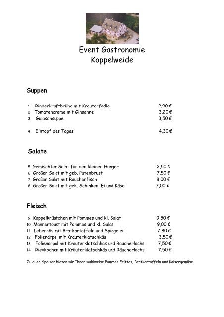 Speisekarte des Restaurants Koppelweide - Oberberg heute