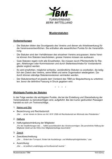 Musterstatuten (PDF) - Turnverband Bern Mittelland