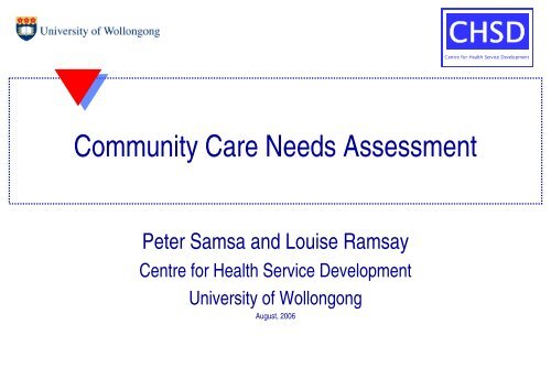 Community Care Needs Assessment - Australian Health Services ...