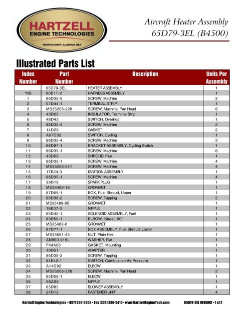 Illustrated Parts List - Hartzell Engine Technologies
