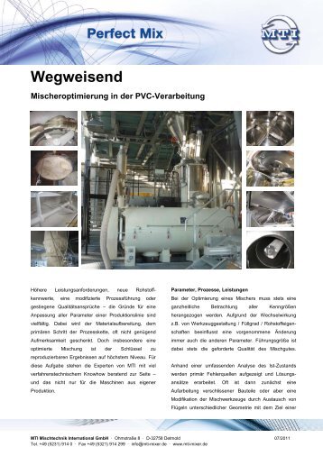 Wegweisend Mischeroptimierung in der PVC ... - MTI  Mischtechnik