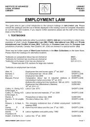EMPLOYMENT LAW - Institute of Advanced Legal Studies