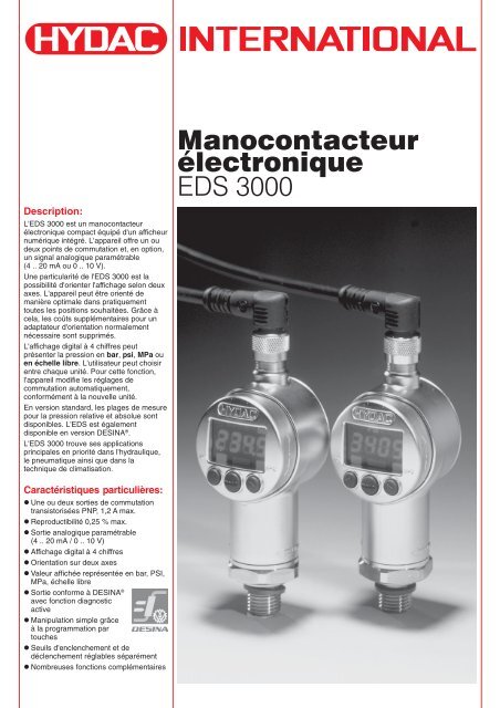 Manocontacteur électronique EDS 3000 - Faure automatisme