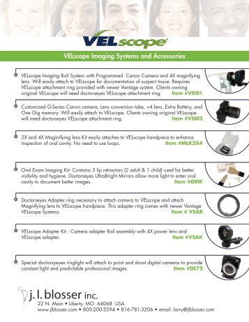 VELscope Imaging Systems and Accessories - JLBlosser.Com