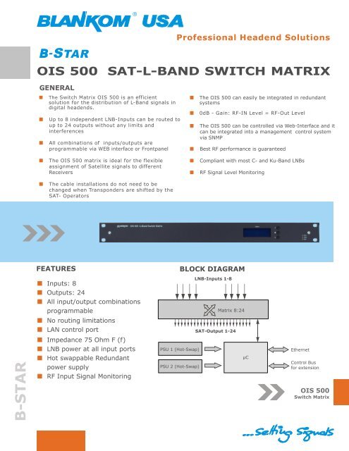 OIS 500 L-Band Switch Matrix - Blankom USA