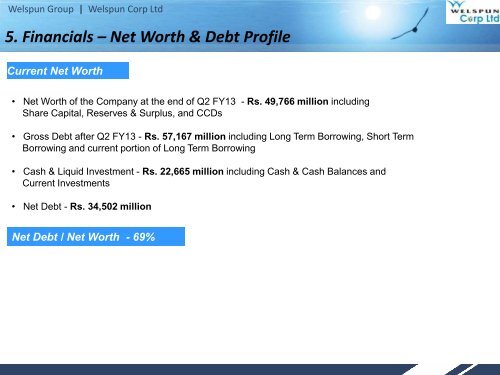 Investor Presentation - Welspun