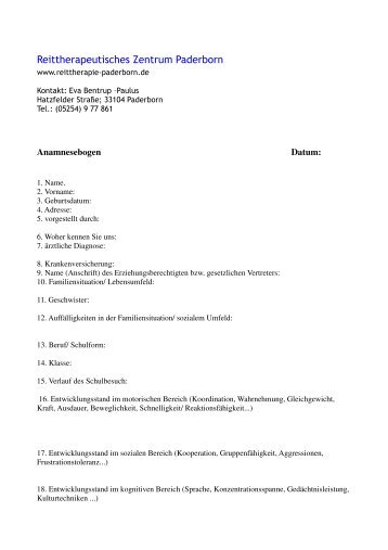 Anamnesebogen (pdf) - Reittherapeutisches Zentrum Paderborn