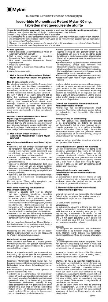 Isosorbide Mononitraat Retard Mylan 60 mg, tabletten met - Mylan BV