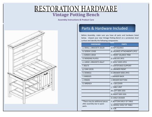 Restoration hardware sale potting bench