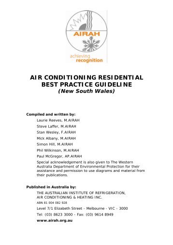 AIR CONDITIONING RESIDENTIAL BEST PRACTICE GUIDELINE