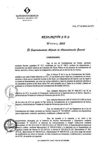 SUPERENTENDENCIA - Superintendencia de Banca y Seguros