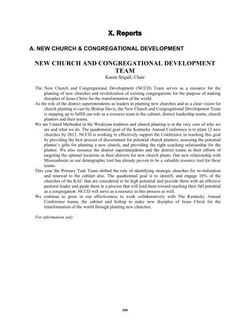 Reports - The Kentucky Annual Conference of the United Methodist 