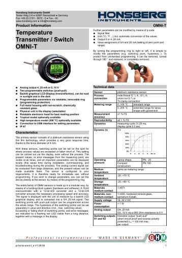 Temperatur-Transmitter / Schalter OMNI-T