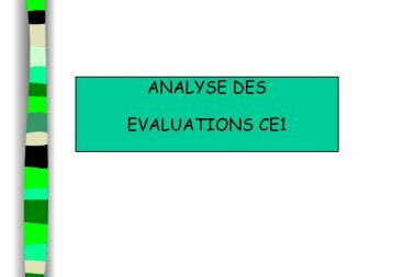 ANALYSE DES EVALUATIONS CE1 - IEN Sannois