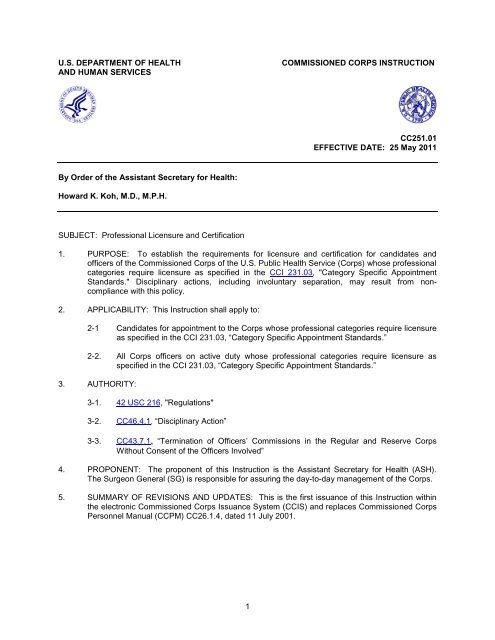 CCI 251.01 - Commissioned Corps Management Information System