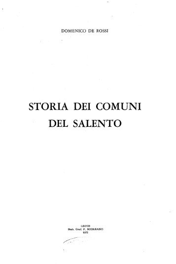 STORIA DEI COMUNI DEL SALENTO - culturaservizi.it