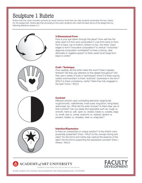 Sculpture 1 Rubric - Faculty Development - Academy of Art University