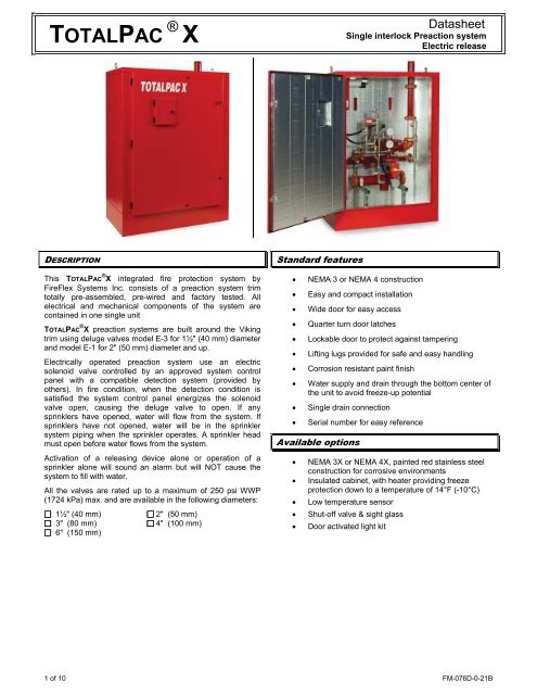 TotalPacÂ®X Single Interlock electric release - FIREFLEX SYSTEMS