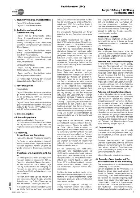 Targin 10/5 mg / 20/10 mg Retardtabletten - mundiCampus