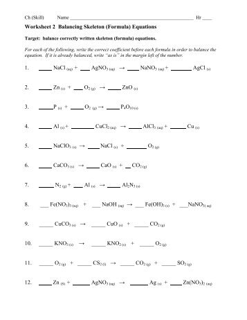 Spice of Lyfe: Writing And Balancing Chemical Equations ...