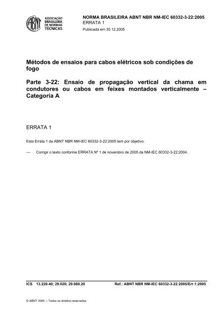 NM-IEC 60332-3-22:2004 - ABNT