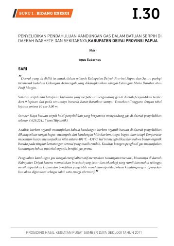 penyelidikan pendahuluan kandungan gas dalam batuan serpih di ...