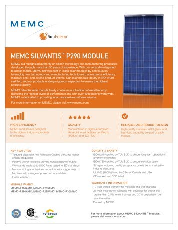 MEMC SILVANTISTM P290 MODULE