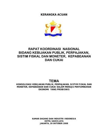 kerangka acuan rapat koordinasi nasional bidang ... - Kadin Indonesia