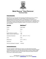 Rust Remover Technical Data continued - Metal Rescue