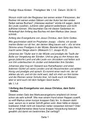 Predigt: Klaus Kirsten Predigttext: Mk 1,1-8 Datum: 30.06.13 Seite 1 ...